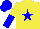 Silk - yellow, blue star, yellow and blue halved sleeves, blue cap