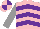 Silk - Pink, purple chevrons, grey arms, pink cap, purple quartered