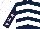 Silk - Dark blue, white chevrons, dark blue sleeves, pink stars, white cap