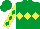 Silk - Emerald green, yellow triple diamond, yellow sleeves, emerald green diamonds and cap