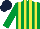 Silk - Emerald green & yellow stripes, dark blue cap