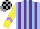 Silk - light blue, purple stripes, yellow sleeves, mauve chevron, grey cap, black checked