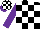 Silk - Black and white checked, purple sleeves, black and white checked cap,purple peak