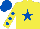 Silk - yellow, royal blue star, yellow sleeves, royal blue spots, royal blue cap