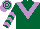 Silk - Dark green, mauve chevron, chevrons on sleeves, mauve and dark green hooped cap