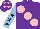 Silk - Purple, large pink spots, light blue sleeves, dark blue stars, purple cap, pink stars