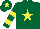 Silk - Dark green, yellow star, hooped sleeves, yellow star on cap