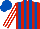 Silk - Red and royal blue stripes, white and red striped sleeves, royal blue cap