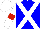 Silk - blue, white cross sashes, white arms, red armlets, white cap