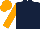 Silk - Dark blue, orange sleeves and cap