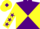 Silk - Purple and Yellow diabolo, Yellow sleeves, Purple stars, Yellow cap, Purple diamond