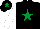 Silk - Black, Emerald Green star, White sleeves, Black cap, Emerald Green star