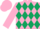 Silk - Pink and dark green diamonds, pink sleeves