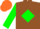 Silk - Brown, Green diamond and sleeves, Orange cap