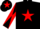 Silk - BLACK, red star, diabolo on sleeves, black cap, red star