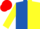 Silk - ROYAL BLUE & YELLOW HALVED, yellow sleeves, red cap