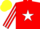 Silk - RED, WHITE star, striped sleeves, YELLOW cap