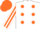 Silk - White, Orange spots, striped sleeves, Orange cap