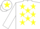 Silk - WHITE, yellow stars, white sleeves, yellow star on cap