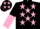 Silk - Black, Pink stars, halved sleeves and stars on cap