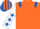 Silk - Orange, Royal Blue epaulets, White sleeves, Royal Blue stars, Orange and Royal Blue striped cap