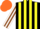Silk - Black and Yellow stripes, White and Brown striped sleeves, Orange cap