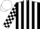 Silk - Black and White stripes, checked sleeves, White cap
