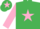 Silk - Emerald Green, Pink star, sleeves and star on cap