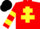 Silk - Red, Yellow Cross of Lorraine, hooped sleeves, Black cap