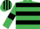 Silk - Emerald green, black hoops, armlets on sleeves, striped cap