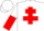 Silk - WHITE, red cross of lorraine, halved sleeves, white cap