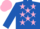 Silk - Royal Blue, Pink stars, Royal Blue sleeves, Pink cap