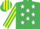 Silk - EMERALD GREEN, white stars, emerald green & yellow striped sleeves & cap