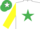 Silk - WHITE, emerald green star, yellow sleeves, emerald green cap, white star