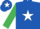 Silk - ROYAL BLUE, white star, emerald green sleeves, royal blue cap, white star