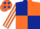 Silk - Dark Blue and Orange (quartered), Orange and White striped sleeves, Orange cap, Dark Blue stars