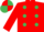 Silk - RED, emerald green spots, red sleeves, quartered cap