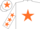 Silk - WHITE, orange star, orange stars on sleeves, orange star on cap
