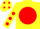 Silk - YELLOW, red disc, red spots on sleeves, yellow cap, red spots