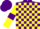 Silk - Purple and Yellow check, Yellow sleeves, Purple armlets