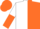 Silk - White and orange halved horizontally halved sleeves, orange logo and cap