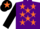 Silk - Purple, orange stars, black sleeves, black cap, orange star