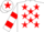 Silk - White, Red stars, hooped sleeves and star on cap