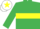Silk - EMERALD GREEN, yellow hoop, yellow armlet, white cap, yellow star