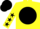 Silk - Yellow, Black disc, Yellow sleeves, Black stars, Black cap