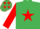 Silk - EMERALD GREEN, red star & sleeves, emerald green cap, red stars
