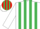 Silk - WHITE & EMERALD GREEN STRIPES, white sleeves, emerald green & red striped cap