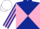 Silk - Dark Blue and Pink diabolo, striped sleeves, White cap