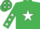 Silk - EMERALD GREEN, white star, white stars on sleeves, emerald green cap, white stars