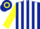 Silk - Dark Blue and White stripes, Yellow sleeves, Dark Blue and Yellow hooped cap